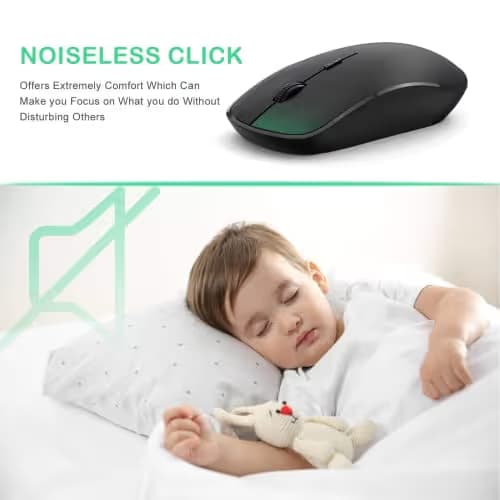 JOYACCESS Wireless Mouse for Laptop, J 2.4G Slim Portable Wireless Silent Mouse, 5 Adjustable DPI, Computer Mouse Wireless with USB Receiver for Desktop,PC,Notebook,MacBook,Chromebook (Black) image