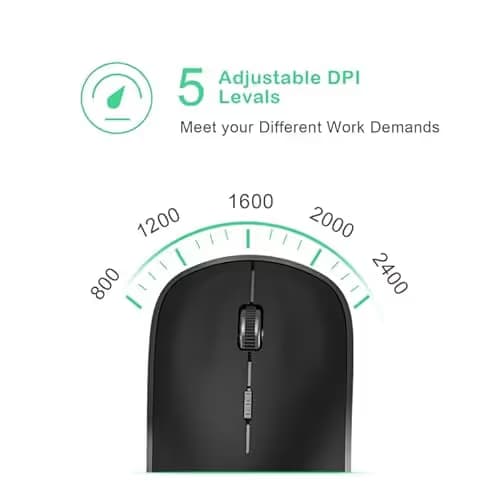 JOYACCESS Wireless Mouse for Laptop, J 2.4G Slim Portable Wireless Silent Mouse, 5 Adjustable DPI, Computer Mouse Wireless with USB Receiver for Desktop,PC,Notebook,MacBook,Chromebook (Black) image