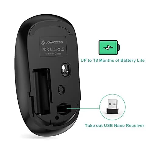 JOYACCESS Wireless Mouse for Laptop, J 2.4G Slim Portable Wireless Silent Mouse, 5 Adjustable DPI, Computer Mouse Wireless with USB Receiver for Desktop,PC,Notebook,MacBook,Chromebook (Black) image