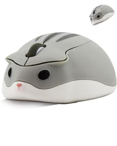 Wireless Mouse Cute Hamster Shape Silent Click Portable Compact Optical 1200DPI USB Cordless Mice for PC Laptop Computer Notebook MacBook Kids Girl Boy Men Women Adults School Office Work Gift (Gray) main image