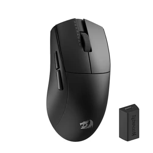 Redragon M916 PRO 3-Mode Wireless Gaming Mouse, Hype-Speed 4K Polling Rate, 49G Ultra-Light 26K DPI Mouse w/Ergonomic Natural Grip Build, Redefinable Macro Buttons, Software Supported image