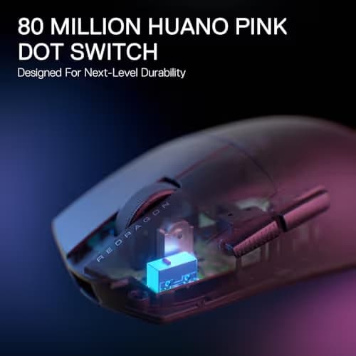 Redragon M916 PRO 3-Mode Wireless Gaming Mouse, Hype-Speed 4K Polling Rate, 49G Ultra-Light 26K DPI Mouse w/Ergonomic Natural Grip Build, Redefinable Macro Buttons, Software Supported image