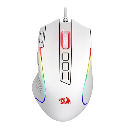 Redragon M612 Predator RGB Gaming Mouse, 8000 DPI Wired Optical Mouse with 11 Programmable Buttons & 5 Backlit Modes, Software Supports DIY Keybinds Rapid Fire Button, White image
