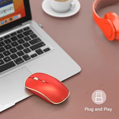JOYACCESS Wireless Gaming Mouse, Slim Portable USB Mouse for Laptop, Computer, PC (Orange Red) image