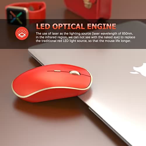 JOYACCESS Wireless Gaming Mouse, Slim Portable USB Mouse for Laptop, Computer, PC (Orange Red) image