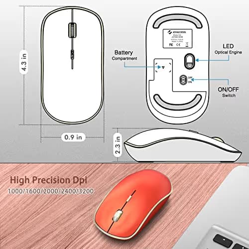 JOYACCESS Wireless Gaming Mouse, Slim Portable USB Mouse for Laptop, Computer, PC (Orange Red) image