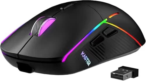 FFJ Wireless Gaming Mouse, 24000 DPI, Tri-Mode 2.4G/USB-C/Bluetooth 5.3 Gaming Mouse Wireless, RGB Programmable Mouse Gamer, 75Hrs Battery Life, Rechargeable Gaming Mice for PC, Mac, Black main image