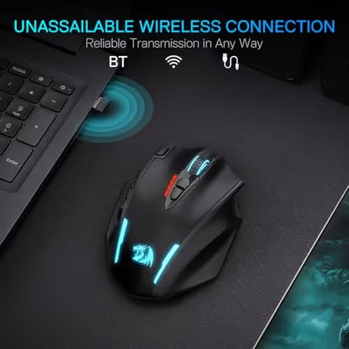 Redragon M913 MAX Wireless Gaming Mouse, 26000 DPI MMO Optical Mouse with 16 Programmable Buttons, BT & 2.4G Wireless, Software Supports DIY Keybinds image