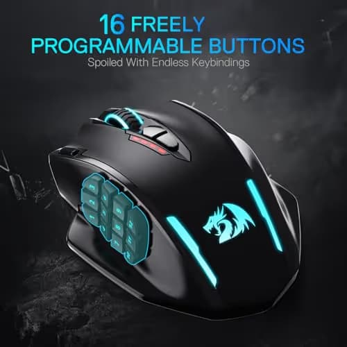 Redragon M913 MAX Wireless Gaming Mouse, 26000 DPI MMO Optical Mouse with 16 Programmable Buttons, BT & 2.4G Wireless, Software Supports DIY Keybinds image