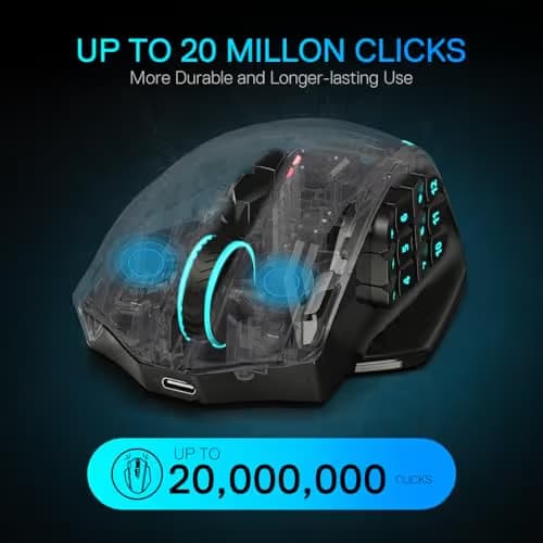 Redragon M913 MAX Wireless Gaming Mouse, 26000 DPI MMO Optical Mouse with 16 Programmable Buttons, BT & 2.4G Wireless, Software Supports DIY Keybinds image