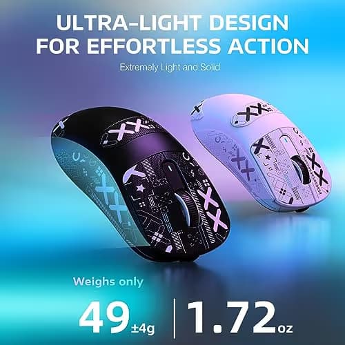 MANBASNAKE Attack Shark X3 Wireless Gaming Mouse, 49g Lightweight Triple Mode Ergonomic Computer Mouse, PAW3395 26K DPI Sensor, 200h Battery Life, Griptape Programmable Buttons for PC/Laptop/Mac/Win image