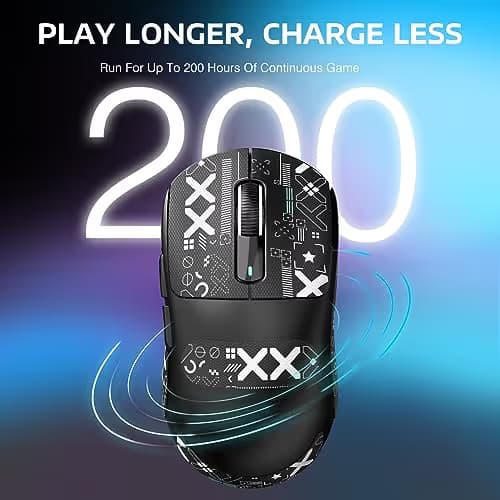 MANBASNAKE Attack Shark X3 Wireless Gaming Mouse, 49g Lightweight Triple Mode Ergonomic Computer Mouse, PAW3395 26K DPI Sensor, 200h Battery Life, Griptape Programmable Buttons for PC/Laptop/Mac/Win image