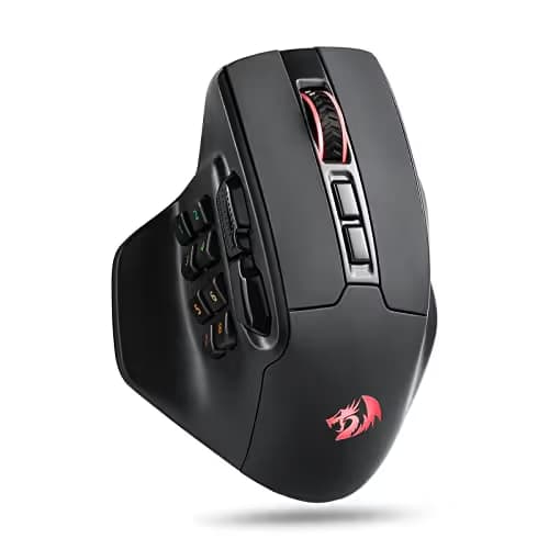 Redragon M811 PRO Wireless MMO Gaming Mouse, 15 Programmable Buttons RGB Gamer Mouse w/Ergonomic Natural Grip Build, 10 Side Macro Keys, Software Supports DIY Keybinds & Backlit image