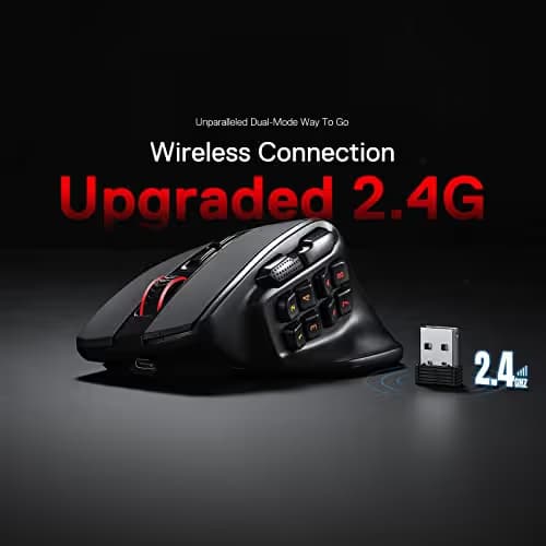 Redragon M811 PRO Wireless MMO Gaming Mouse, 15 Programmable Buttons RGB Gamer Mouse w/Ergonomic Natural Grip Build, 10 Side Macro Keys, Software Supports DIY Keybinds & Backlit image