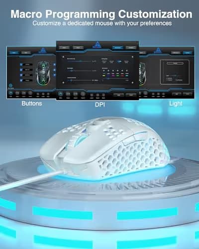 SOLAKAKA SM900 Gaming Mouse Wired with RGB,Adjustable 12800 DPI Wired Gaming Mouse with Side Buttons,Computer Mouse for Laptop/PC,White image