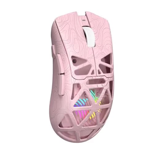 Aula SC620 Wireless Gaming Mouse, Tri-Mode 2.4GHz/USB-C/BT5.3 Computer Mouse with 12000 DPI, Programmable Macro Gamer Mouse with Rapid Fire Key, RGB Light Gaming Mice for PC/Laptop/Mac (Line Pink) image