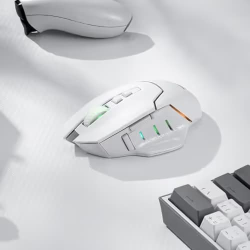 Redragon M690 PRO Wireless Gaming Mouse, 8000 DPI Wired/Wireless Gamer Mouse w/Rapid Fire Key, 8 Macro Buttons, Ergonomic Design for PC/Mac/Laptop, White image