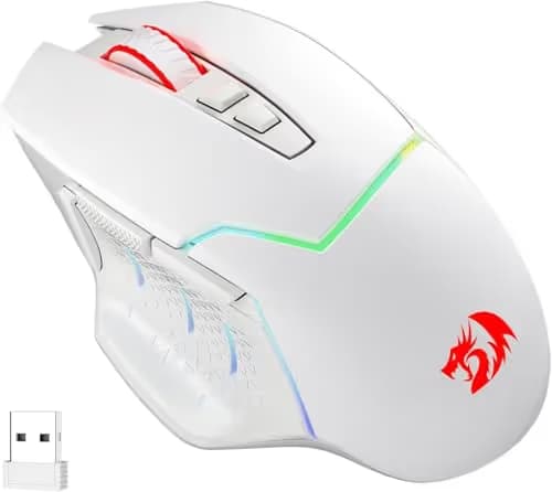Redragon M690 PRO Wireless Gaming Mouse, 8000 DPI Wired/Wireless Gamer Mouse w/Rapid Fire Key, 8 Macro Buttons, Ergonomic Design for PC/Mac/Laptop, White image