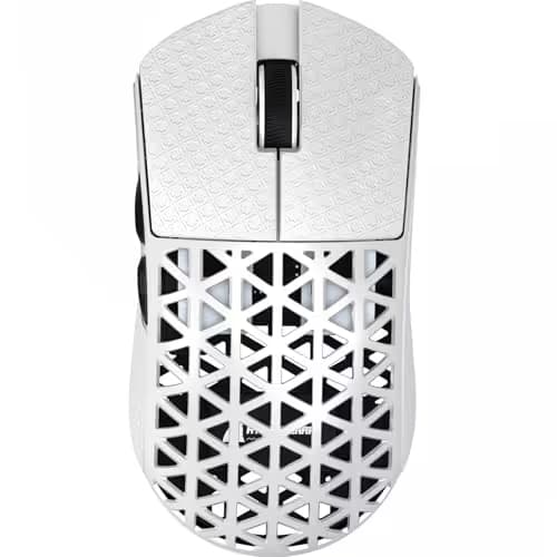 R5Ultra 8K Carbon Fiber Wireless Gaming Mouse with 42,000 DPI -PAW3950 MAX Sensor -Nordic 52840 MCU Chip-39g Ultra-Lightweight -Wired/BT/2.4GHz Wireless Programmable Mice Griptape for PC/Mac(White) main image