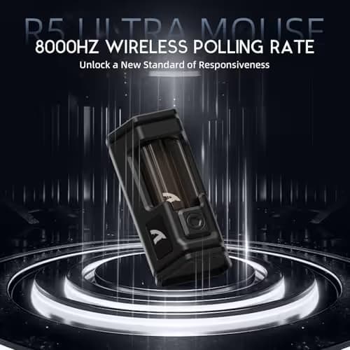 R5Ultra 8K Carbon Fiber Wireless Gaming Mouse with 42,000 DPI -PAW3950 MAX Sensor -Nordic 52840 MCU Chip-39g Ultra-Lightweight -Wired/BT/2.4GHz Wireless Programmable Mice Griptape for PC/Mac(White) image