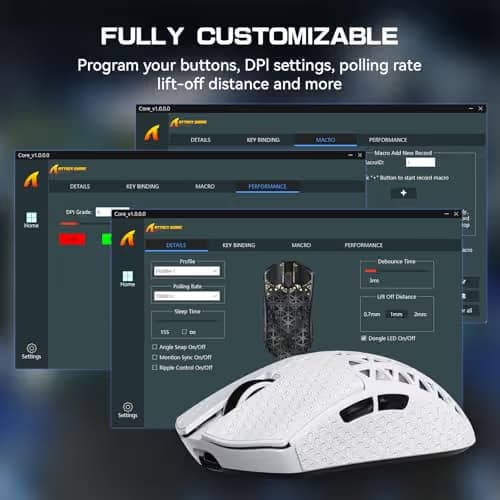 R5Ultra 8K Carbon Fiber Wireless Gaming Mouse with 42,000 DPI -PAW3950 MAX Sensor -Nordic 52840 MCU Chip-39g Ultra-Lightweight -Wired/BT/2.4GHz Wireless Programmable Mice Griptape for PC/Mac(White) image
