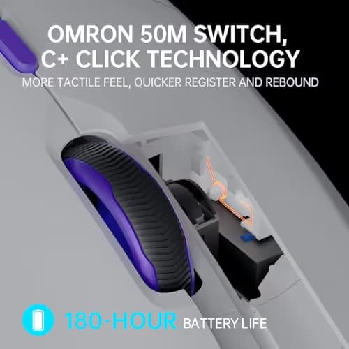Rapoo VT9PRO 4K Wireless Gaming Mouse, PAW 3398 Sensor, 26000 DPI, 4KHz Polling Rate, 0.25ms Response Time, Lightweight, 10 Programmable Buttons, 180h Battery Life, On-Board Memory, PC - White image