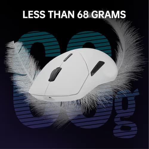 Rapoo VT9PRO 4K Wireless Gaming Mouse, PAW 3398 Sensor, 26000 DPI, 4KHz Polling Rate, 0.25ms Response Time, Lightweight, 10 Programmable Buttons, 180h Battery Life, On-Board Memory, PC - White image