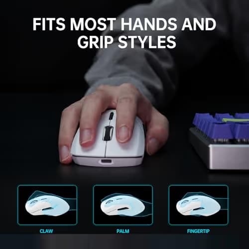 Rapoo VT9PRO 4K Wireless Gaming Mouse, PAW 3398 Sensor, 26000 DPI, 4KHz Polling Rate, 0.25ms Response Time, Lightweight, 10 Programmable Buttons, 180h Battery Life, On-Board Memory, PC - White image
