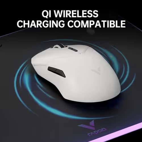 Rapoo VT9PRO 4K Wireless Gaming Mouse, PAW 3398 Sensor, 26000 DPI, 4KHz Polling Rate, 0.25ms Response Time, Lightweight, 10 Programmable Buttons, 180h Battery Life, On-Board Memory, PC - White image