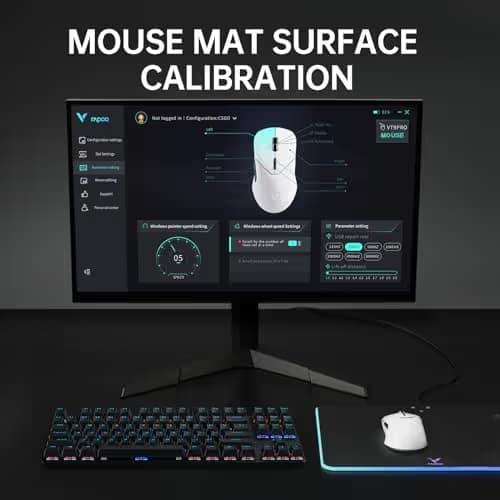 Rapoo VT9PRO 4K Wireless Gaming Mouse, PAW 3398 Sensor, 26000 DPI, 4KHz Polling Rate, 0.25ms Response Time, Lightweight, 10 Programmable Buttons, 180h Battery Life, On-Board Memory, PC - White image