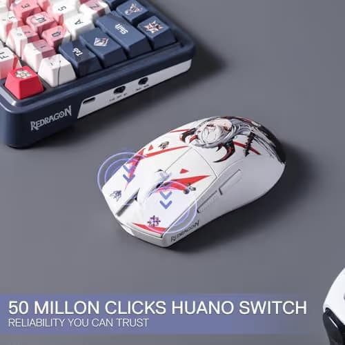 Redragon M916AK PRO 3-Mode Anime Gaming Mouse, 42G Ultra-Light 26K DPI Gaming Mouse w/Ergonomic Natural Grip Build, Full Programmable Buttons, Software Supports DIY Keybinds & DPI image