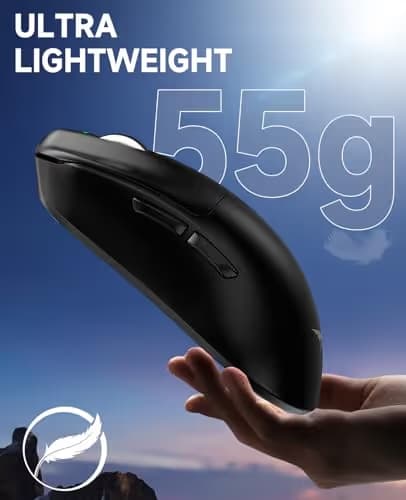 VGN Dragonfly F1 MOBA Wireless Gaming Mouse, 55g Ultralight, PAW3395 26K DPI Optical Sensor, Optimized Tactile Click Feel, Anti-Slip Silver Coating Grip, 4000Hz Polling Supported, Esports Mouse, Black image