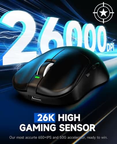 VGN Dragonfly F1 MOBA Wireless Gaming Mouse, 55g Ultralight, PAW3395 26K DPI Optical Sensor, Optimized Tactile Click Feel, Anti-Slip Silver Coating Grip, 4000Hz Polling Supported, Esports Mouse, Black image