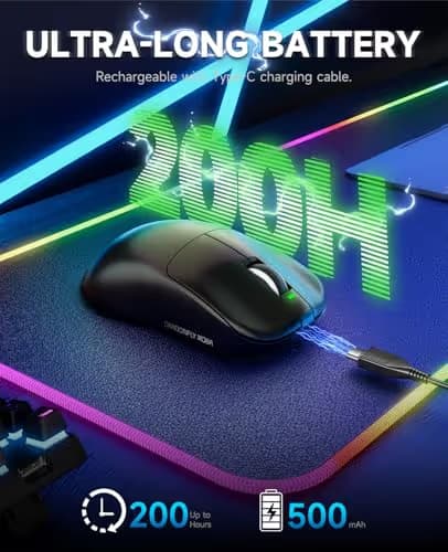 VGN Dragonfly F1 MOBA Wireless Gaming Mouse, 55g Ultralight, PAW3395 26K DPI Optical Sensor, Optimized Tactile Click Feel, Anti-Slip Silver Coating Grip, 4000Hz Polling Supported, Esports Mouse, Black image