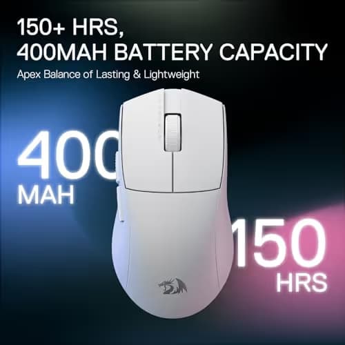 Redragon M916 PRO 3-Mode Wireless Gaming Mouse, Hype-Speed 4K Polling Rate, 49G Ultra-Light 26K DPI Mouse w/Ergonomic Natural Grip Build, Redefinable Macro Buttons, Software Supported image