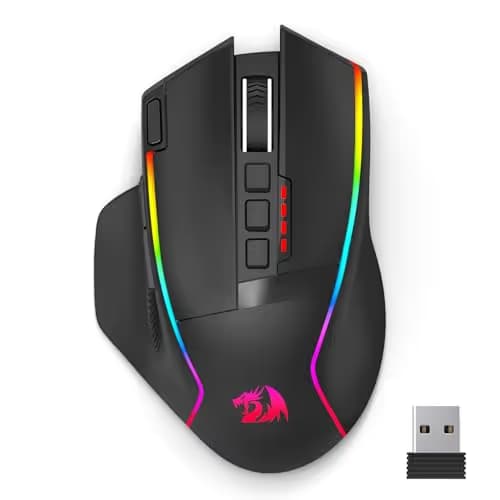 Redragon Wireless Gaming Mouse, Ergonomic Mouse 16000 DPI with Rapid Fire Key, 9 Macro Buttons, 170-Hour Durable Power Capacity and RGB Backlight Wired/Wireless Mouse for Laptop/Mac/PC image