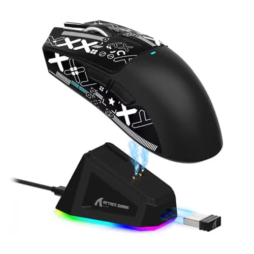 ATTACK SHARK X11 Lightweight Wireless Gaming Mouse with RGB Charging Dock,Tri-Mode-2.4G/USB-C Wired/BT,22K DPI,PAW3311 Optical Sensor,HUYU Switch, 5 programmable Buttons for PC/Mac(Black&Sticker) image