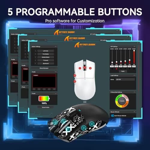 ATTACK SHARK X11 Lightweight Wireless Gaming Mouse with RGB Charging Dock,Tri-Mode-2.4G/USB-C Wired/BT,22K DPI,PAW3311 Optical Sensor,HUYU Switch, 5 programmable Buttons for PC/Mac(Black&Sticker) image