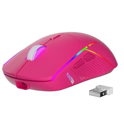 FFJ Wireless Gaming Mouse, 24000 DPI, Tri-Mode 2.4G/USB-C/Bluetooth 5.3 Gaming Mouse Wireless, RGB Programmable Mouse Gamer, 75Hrs Battery Life, Rechargeable Gaming Mice for PC, Mac, PS5, Xbox-Magenta main image