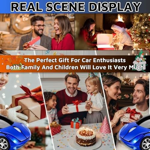 HuGuWdy Blue Cute Wireless Mouse，2.4G with USB Reciver 1600DPI Car Mouse for Computer Laptop Tablet for Windows for Mac OS for Christmas（Blue） image