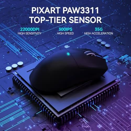 ATTACK SHARK X11 Lightweight Wireless Gaming Mouse with RGB Charging Dock,Tri-Mode-2.4G/USB-C Wired/BT,22K DPI,PAW3311 Optical Sensor,HUYU Switch, 5 programmable Buttons for PC/Mac(Black) image