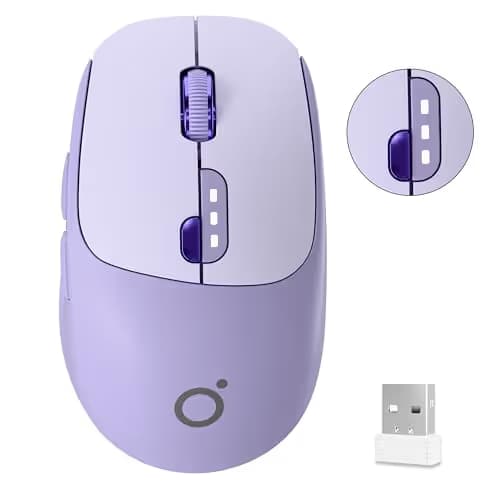 EWEADN Q5 Wireless Mouse, Bluetooth & 2.4G Quiet Computer Mouses with Battery Level Display, 1600 DPI, Ergonomic Office Mouse, 6 Button Portable Cute Computer Mouse for Laptop/PC/Mac - Purple main image