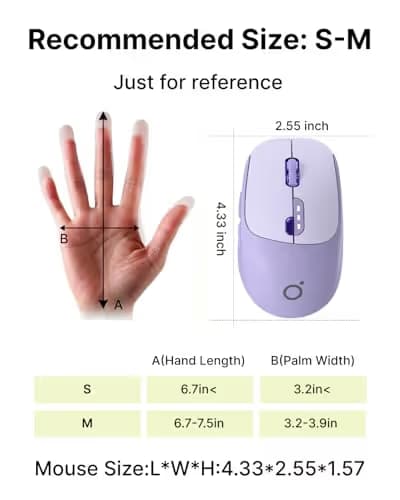 EWEADN Q5 Wireless Mouse, Bluetooth & 2.4G Quiet Computer Mouses with Battery Level Display, 1600 DPI, Ergonomic Office Mouse, 6 Button Portable Cute Computer Mouse for Laptop/PC/Mac - Purple image