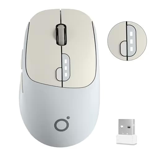 SEUNKWANG EWEADN Q5 Wireless Mouse, Bluetooth & 2.4G Quiet Computer Mouses with Battery Level Display, 1600 DPI, Ergonomic Office Mouse, 6 Button Portable Cute Computer Mouse for Laptop/PC/Mac - Grey main image