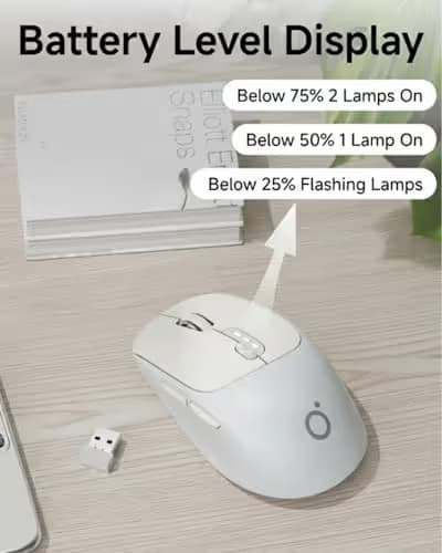 SEUNKWANG EWEADN Q5 Wireless Mouse, Bluetooth & 2.4G Quiet Computer Mouses with Battery Level Display, 1600 DPI, Ergonomic Office Mouse, 6 Button Portable Cute Computer Mouse for Laptop/PC/Mac - Grey image