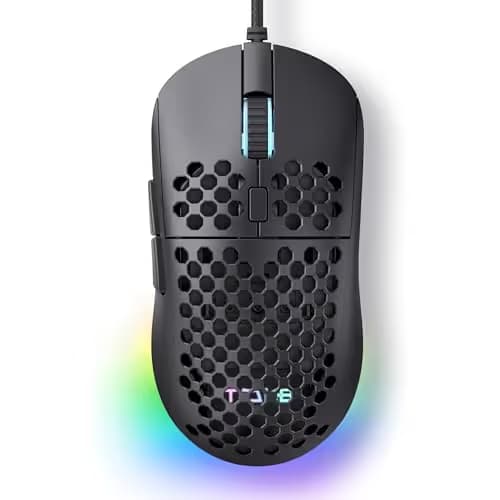 TMKB Falcon M1SE Ultralight Honeycomb Gaming Mouse, High-Precision 12800DPI Optical Sensor, 6 Programmable Buttons, Customizable RGB, Drag-Free Paracord, Ergonomic Wired Gaming Mouse - Matte Black main image