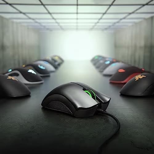 Razer DeathAdder Essential Gaming Mouse: 6400 DPI Optical Sensor - 5 Programmable Buttons - Mechanical Switches - Rubber Side Grips - Mercury White image