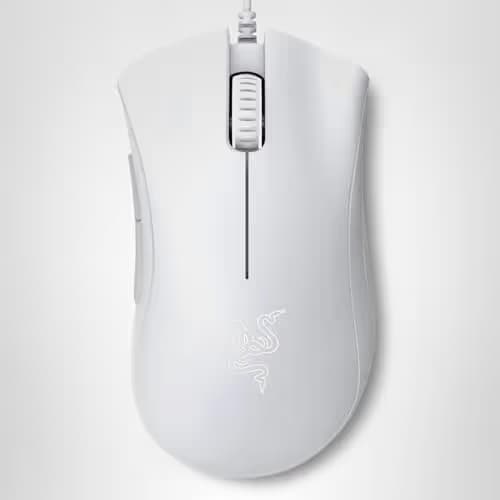Razer DeathAdder Essential Gaming Mouse: 6400 DPI Optical Sensor - 5 Programmable Buttons - Mechanical Switches - Rubber Side Grips - Mercury White image