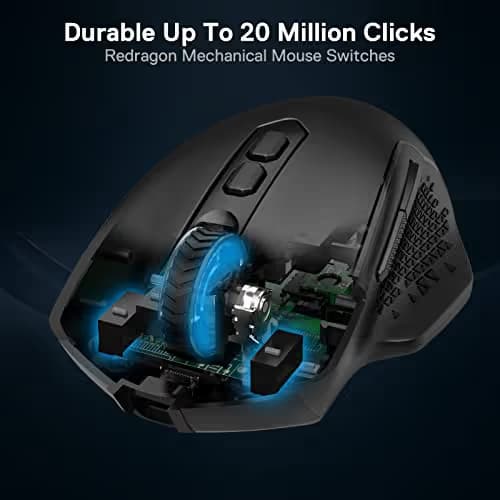 Redragon M810 Pro Wireless Gaming Mouse, 10000 DPI Wired/Wireless Gamer Mouse w/Rapid Fire Key, 8 Macro Buttons, 45-Hour Reliable Power Capacity and RGB Backlit for PC/Mac/Laptop image
