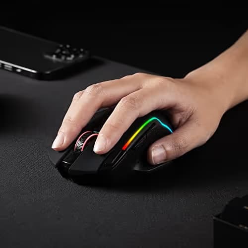 Redragon M810 Pro Wireless Gaming Mouse, 10000 DPI Wired/Wireless Gamer Mouse w/Rapid Fire Key, 8 Macro Buttons, 45-Hour Reliable Power Capacity and RGB Backlit for PC/Mac/Laptop image